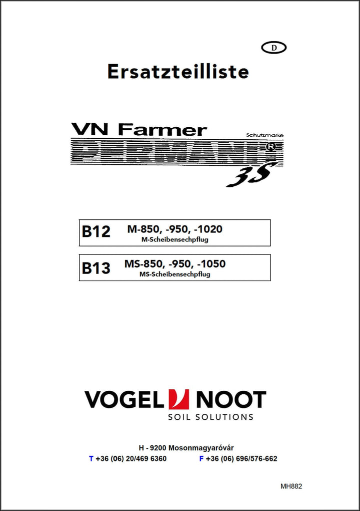 Vogel & Noot Farmer Permanit 3S B12/B13 Ersatzteilliste