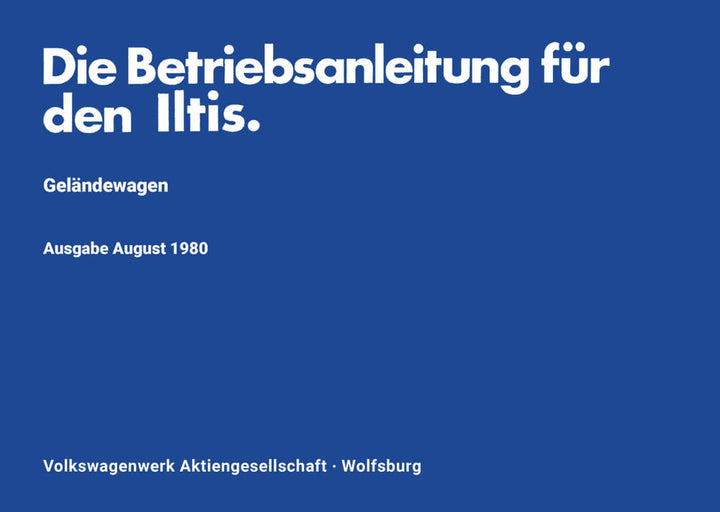 VW Iltis Betriebsanleitung, Buchcover