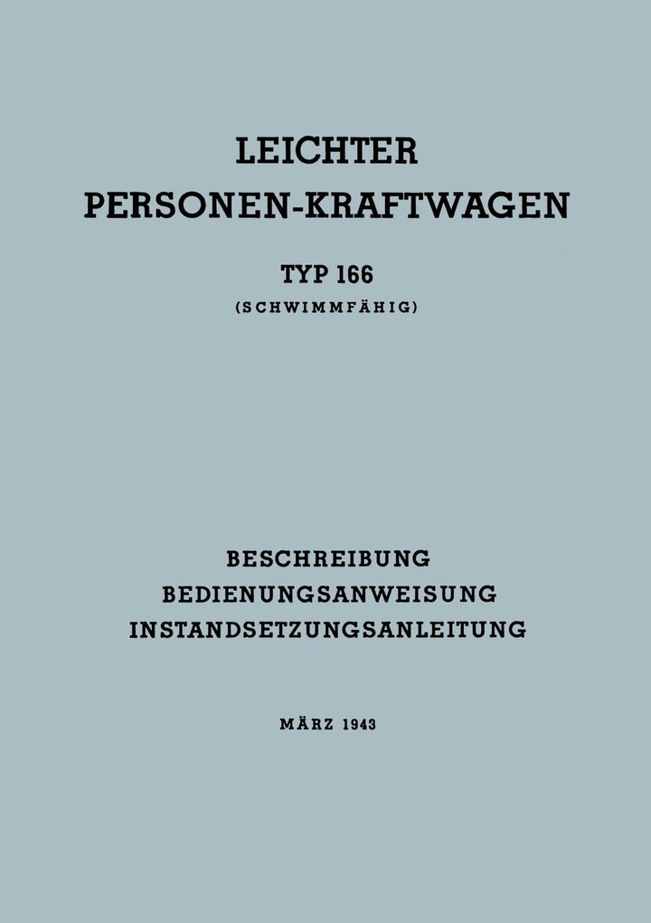 VW Typ 166 Betriebsanleitung, Buchcover