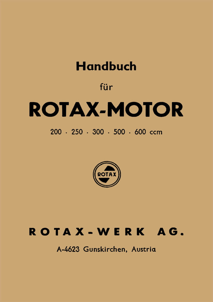Rotax-Motor 200, 250, 300, 500, 600 ccm, Handbuch, Titelseite