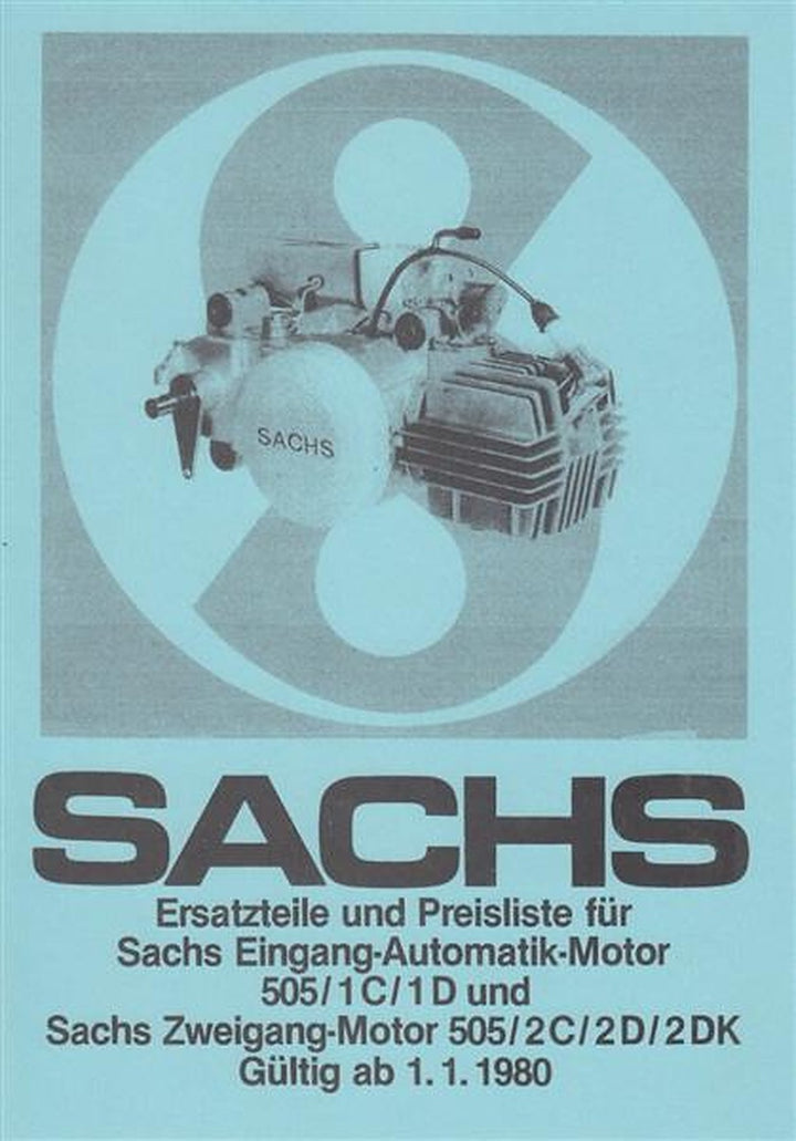 Sachs Motor 1-Gang 505/1C/1D und 2-Gang 505/2C/2D/2DK, Ersatzteile, Titelseite