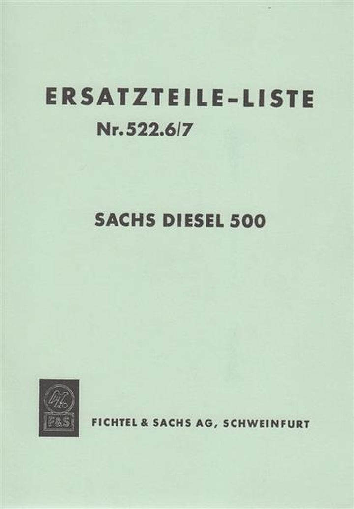 Sachs Diesel 500, Ersatzteil-Liste, Titelseite