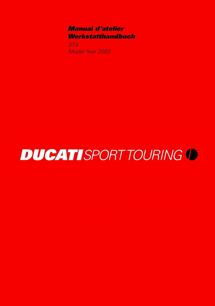 Cover des Ducati SportTouring ST4 MY2003 Werkstatthandbuchs, zweisprachig Deutsch und Französisch