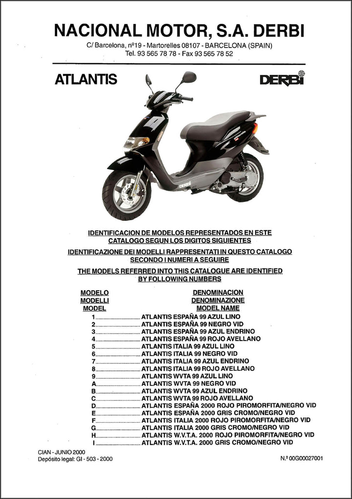 Derbi Atlantis MY2000 Parts Catalog