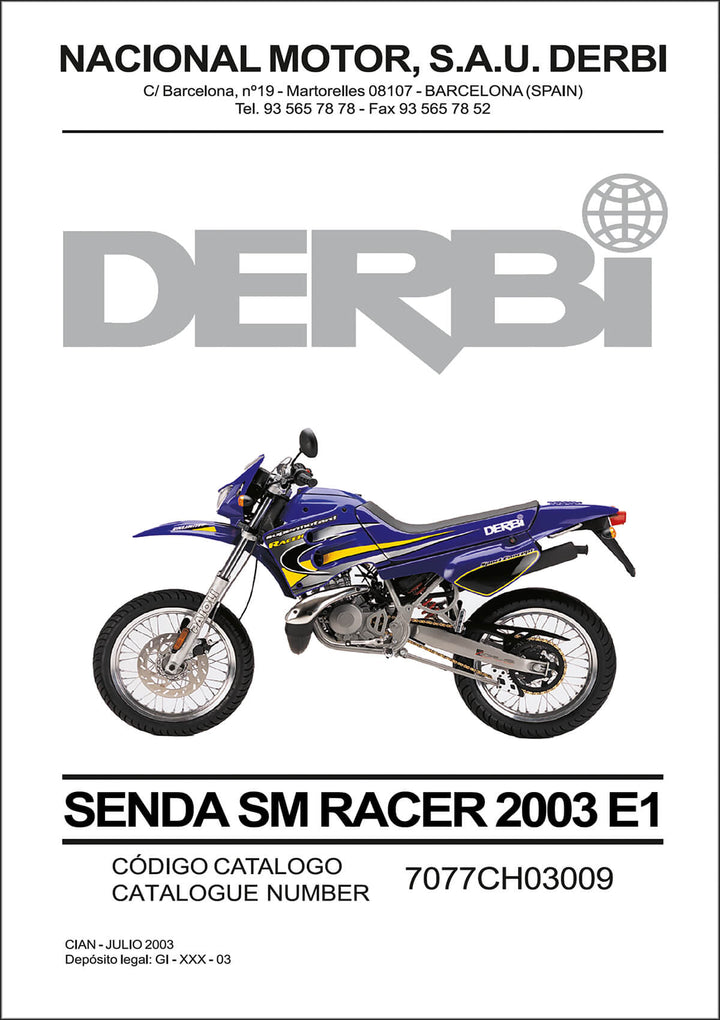 Derbi Senda SM RACER 2003 E1 Ersatzteilkatalog