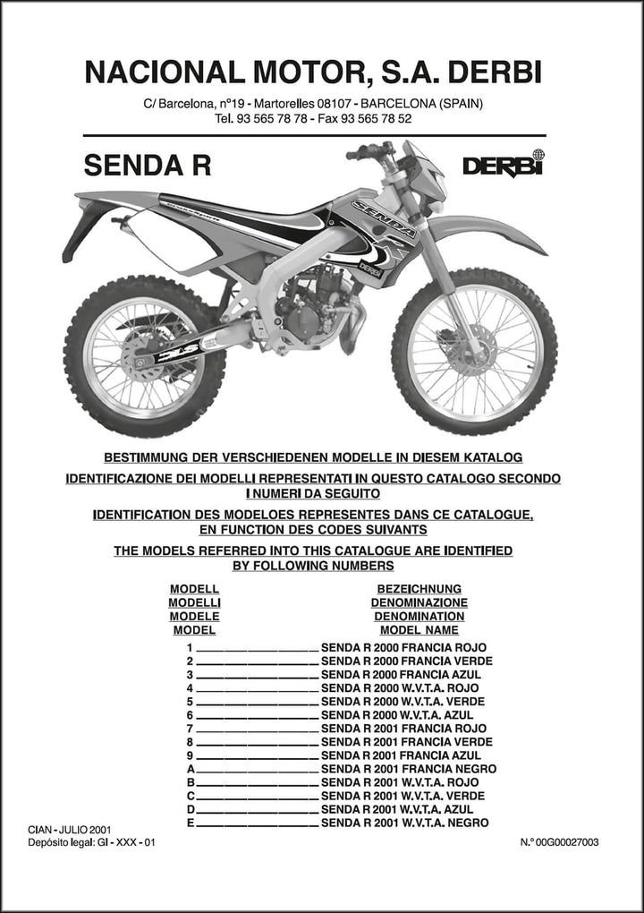 Derbi Senda R MY2001 Ersatzteilkatalog