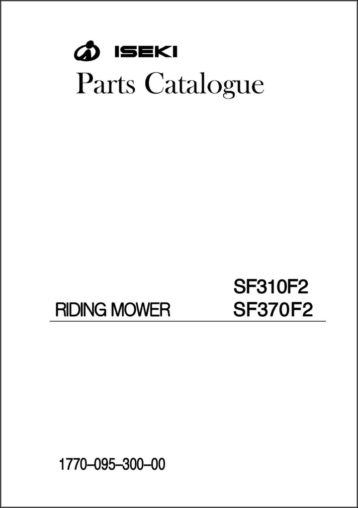 Iseki Traktor SF310 F2 & SF370 F2 Parts Catalogue