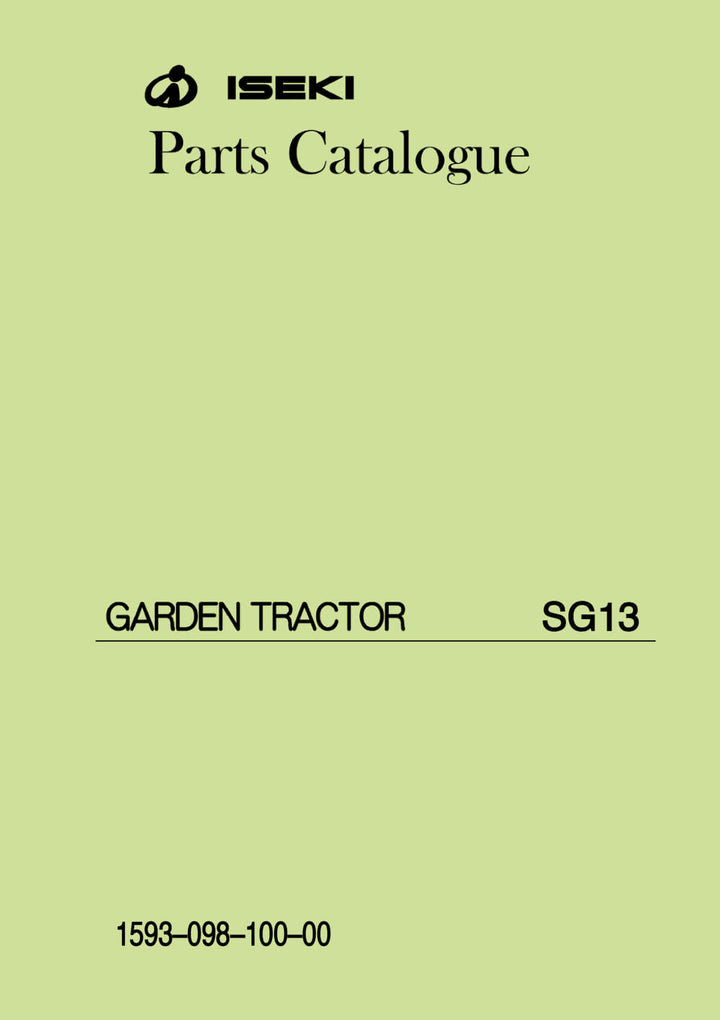 Iseki Traktor SG13 Parts Catalogue
