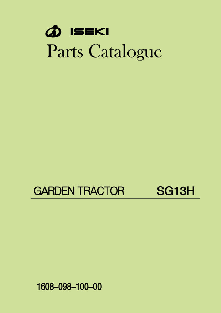 Iseki Traktor SG13H Parts Catalogue
