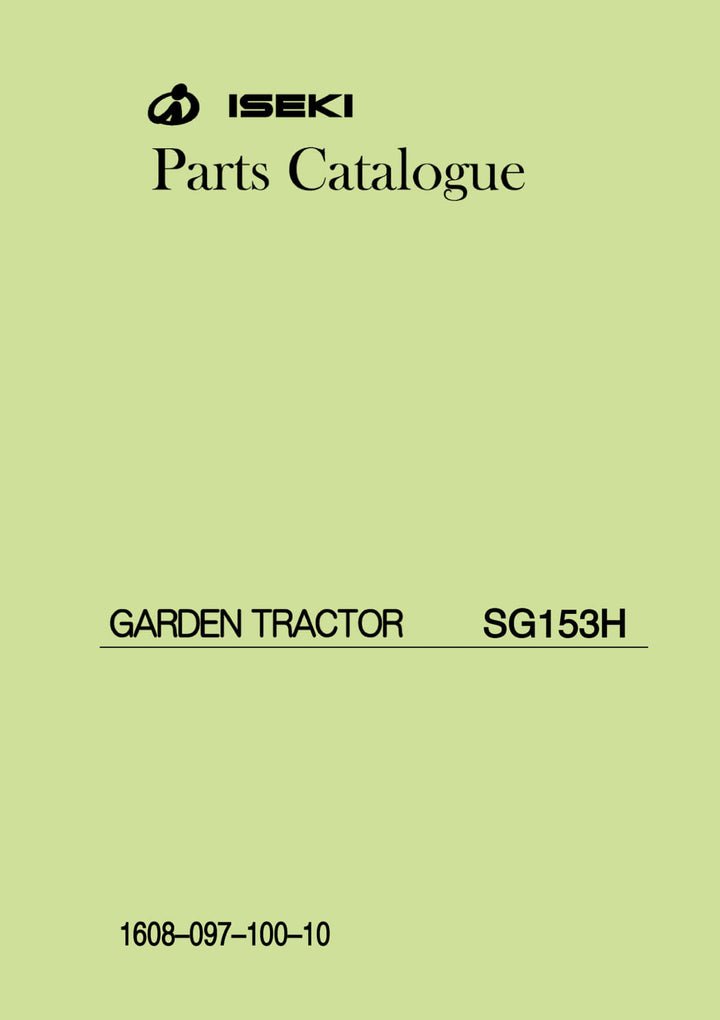 Iseki Traktor SG153H Parts Catalogue