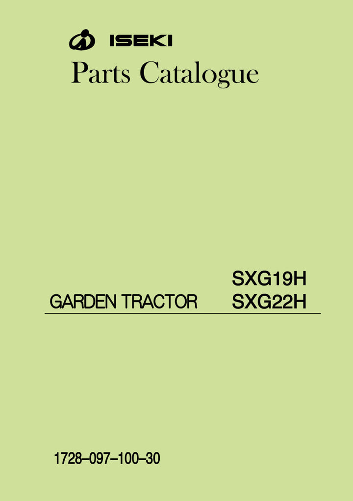 Iseki Traktor SXG19H & SXG22H Parts Catalogue