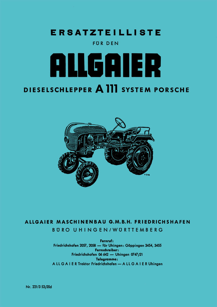 Allgaier A111 Traktor Ersatzteilkatalog