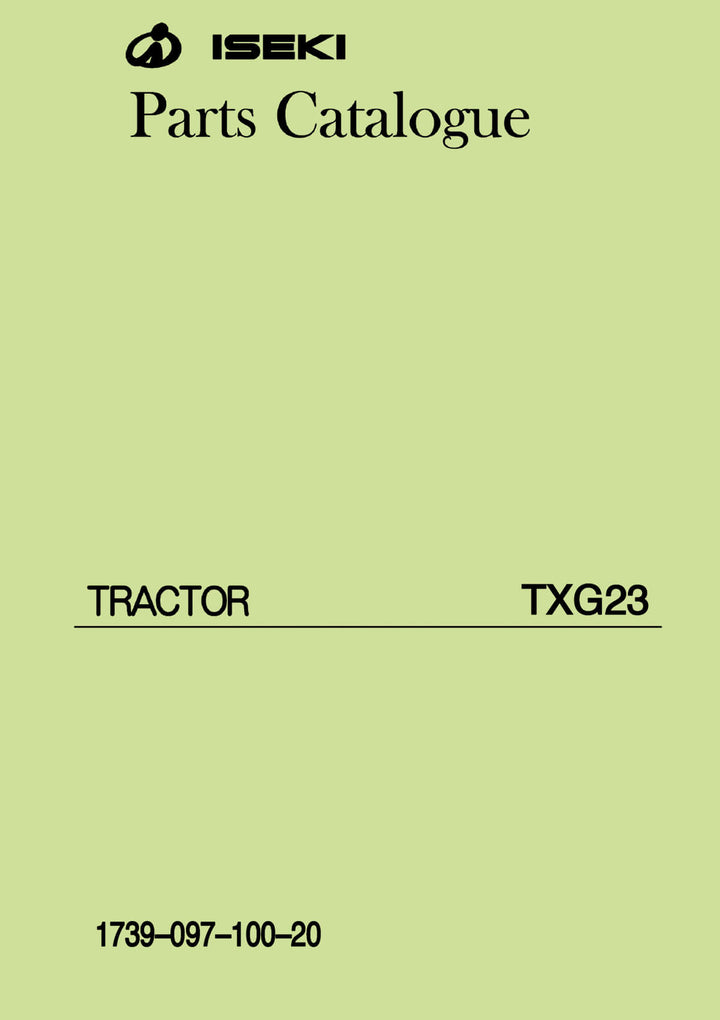 Iseki Traktor TXG23 Parts Catalogue