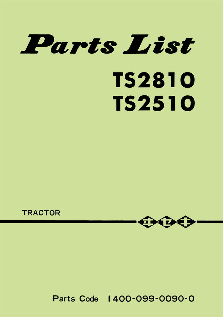 Iseki Traktor TS2810 & TS 2510 Parts Catalogue