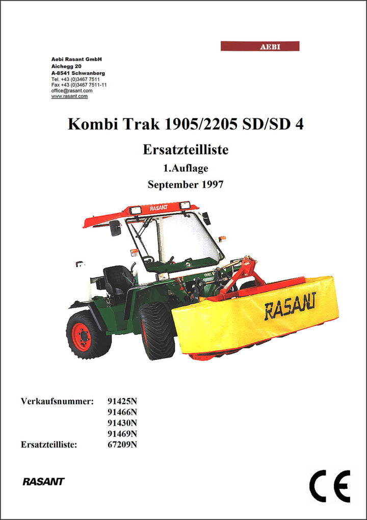 Aebi 1905 und 2205 Kombi Trak Rasant Ersatzteilliste