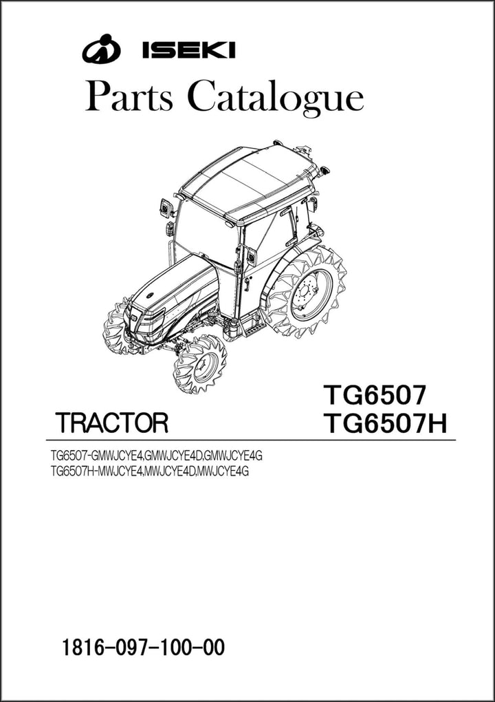 Iseki Traktor TG6507 & TG6507H Parts Catalogue