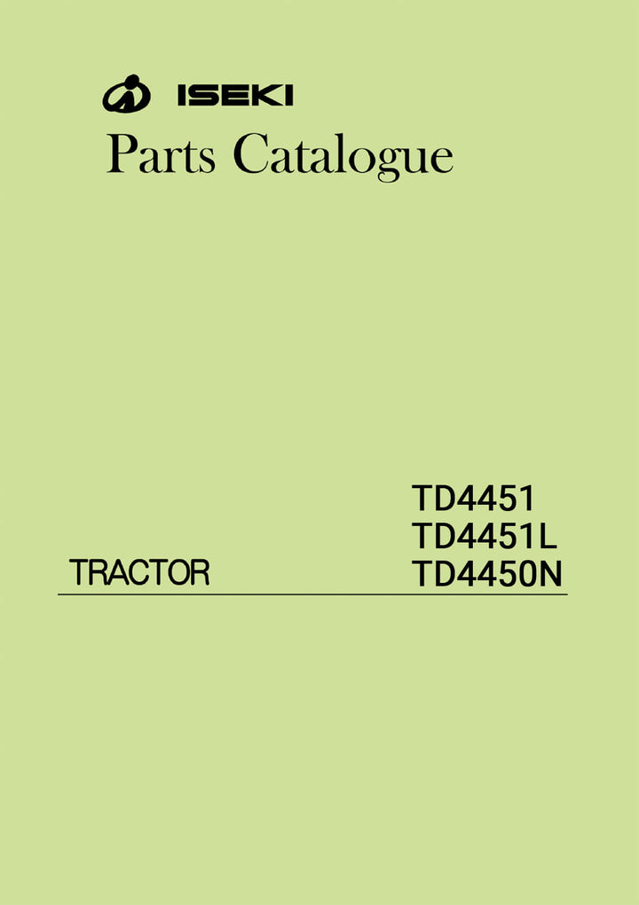 Iseki Traktor TD4450N TD4451 TD4451L Parts Catalogue