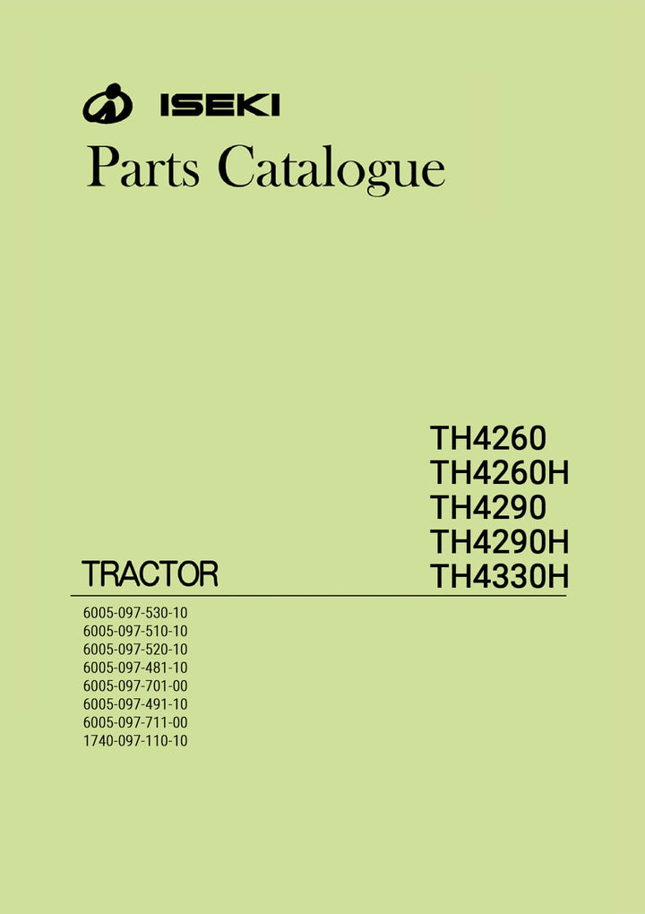 Iseki Traktor TH4260 TH4260H TH4290 TH4290H TH4330H Parts Catalogue