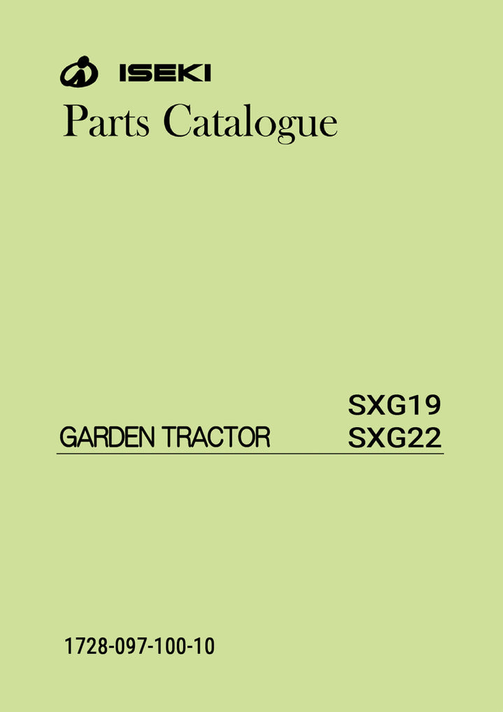 Iseki Traktor SXG19 & SXG22 First Edition Parts Catalogue