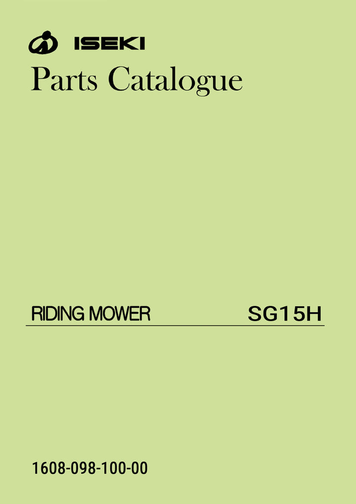 Iseki Traktor SG15H Parts Catalogue