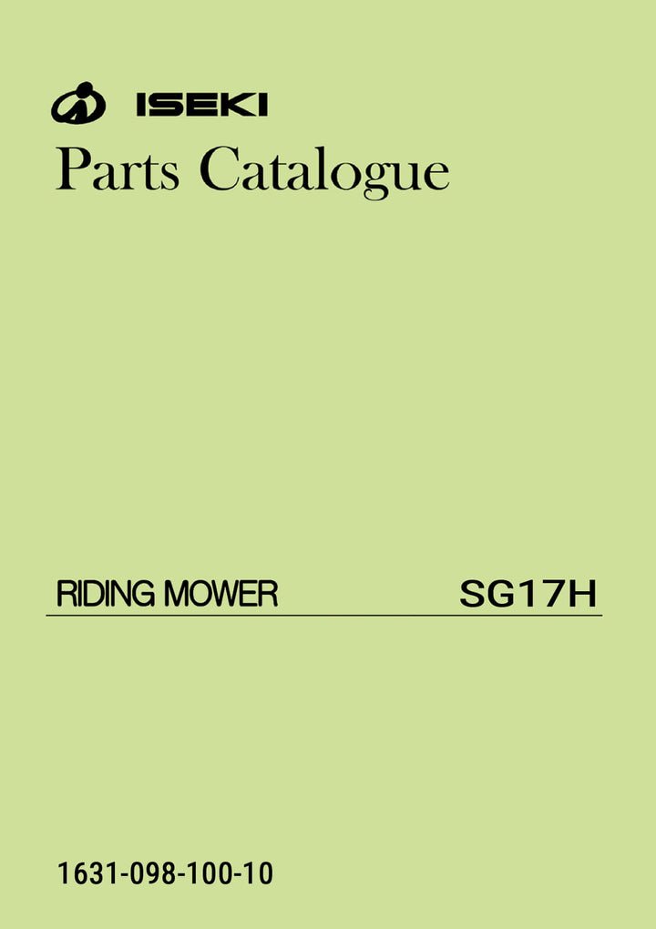 Iseki Traktor SG17H Parts Catalogue