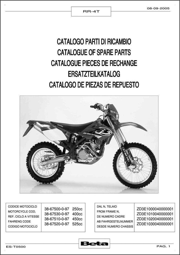 Beta RR-4T 250 400 500 525 Ersatzteilkatalog