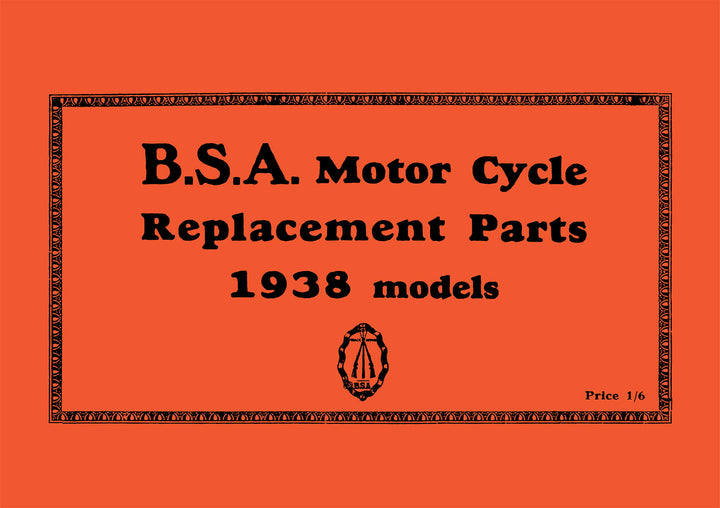 BSA Motor Cycle Spare Parts & Replacement Parts 1938