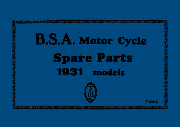 BSA Motor Cycle Spare Parts & Replacement Parts 1931