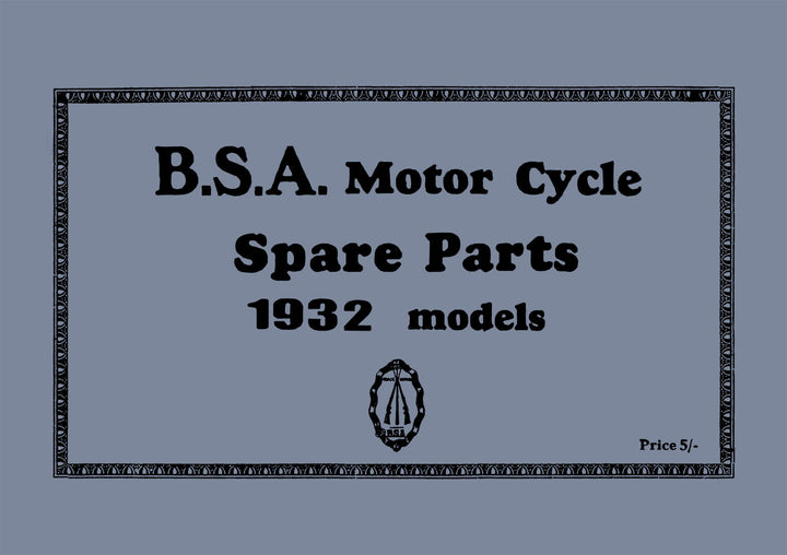 BSA Motor Cycle Spare Parts & Replacement Parts 1932