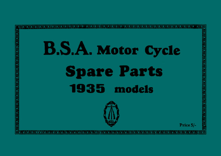 BSA Motor Cycle Spare Parts & Replacement Parts 1935