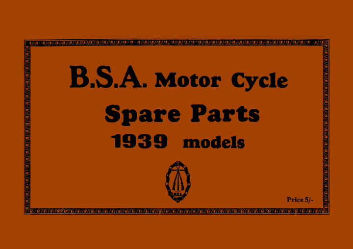 BSA Motor Cycle Spare Parts & Replacement Parts 1939