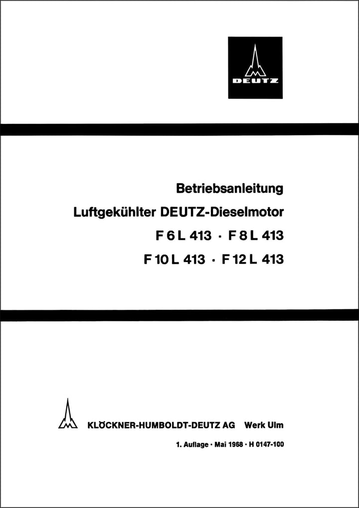Deutz F6L413 F8L413 F10L413 F12L413 Motor Betriebsanleitung
