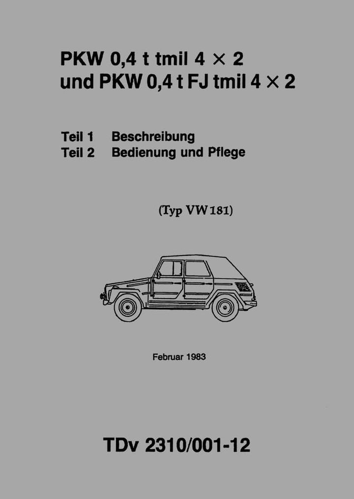 VW 181 Bundeswehr-Kübelwagen Betriebsanleitung, Buchcover