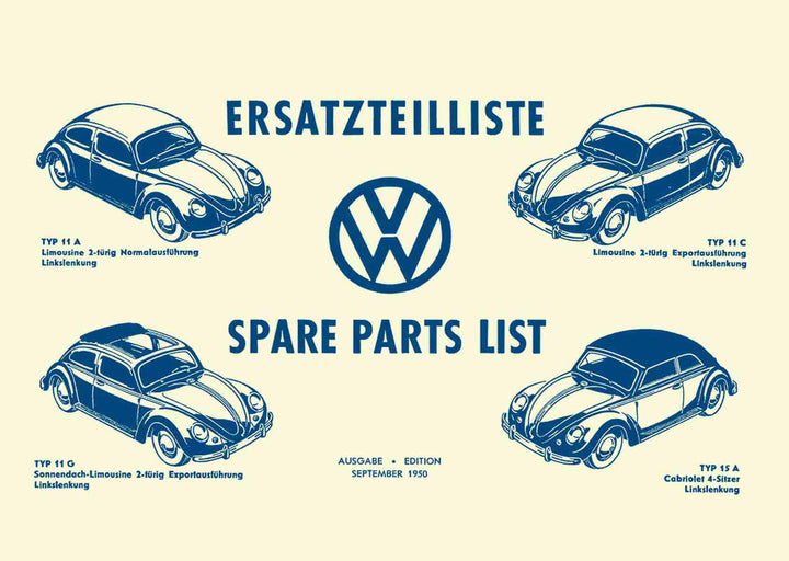 VW Käfer Typ 11 A/C/G Typ 15 A Cabrio Ersatzteilkatalog, Buchcover
