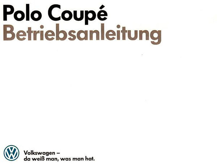 VW Polo Coupé, Betriebsanleitung, Buchcover