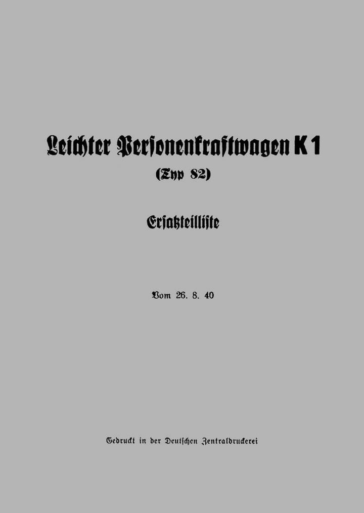 VW Typ 82 K1 Ersatzteilkatalog, Buchcover