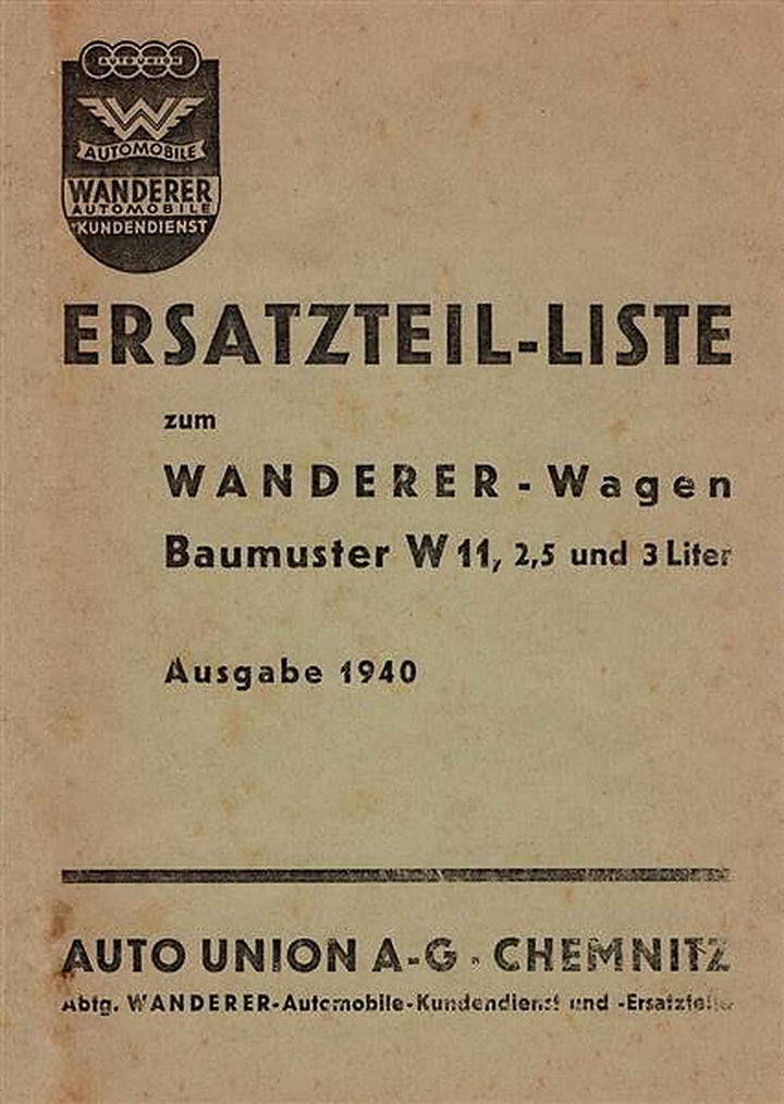 Wanderer W11 Ersatzteilkatalog, Buchcover