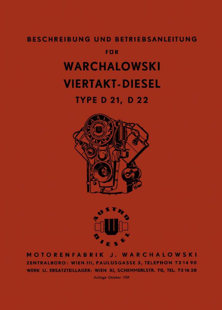 Warchalowski D21, D22, D41, D42 Betriebsanleitung und Ersatzteilkatalog, Buchcover