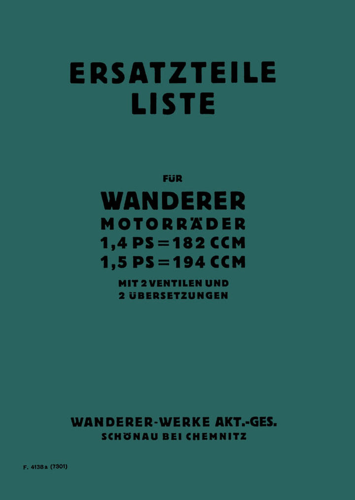 Wanderer Motorräder Ersatzteilkatalog, Buchcover
