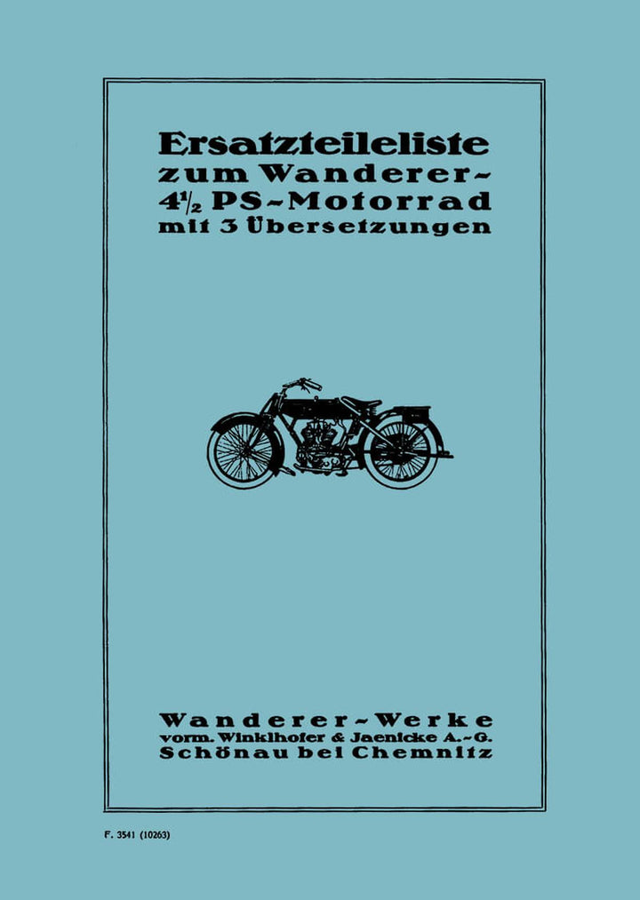 Wanderer 4,5 PS Motorrad Ersatzteilkatalog, Buchcover