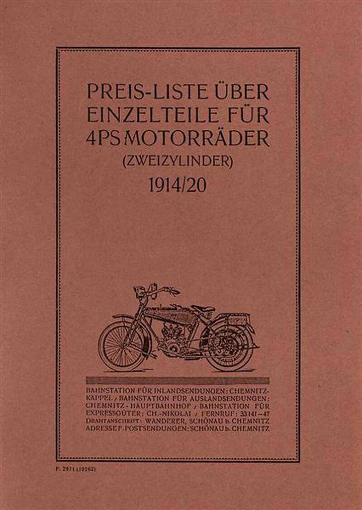 Wanderer 4 PS Zweizylinder Motorrad Ersatzteilkatalog, Buchcover