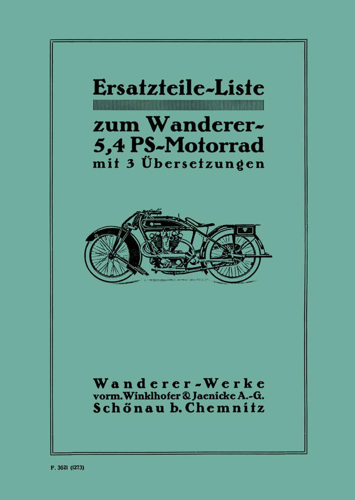 Wanderer 5.4 PS Motorrad Ersatzteilkatalog, Buchcover
