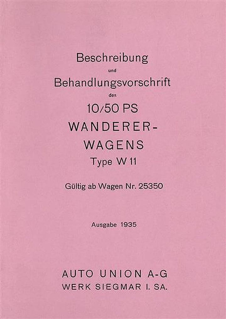 Wanderer W11 Betriebsanleitung, Buchcover
