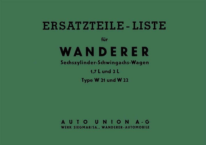 Wanderer W21 und W22 Ersatzteilkatalog, Buchcover