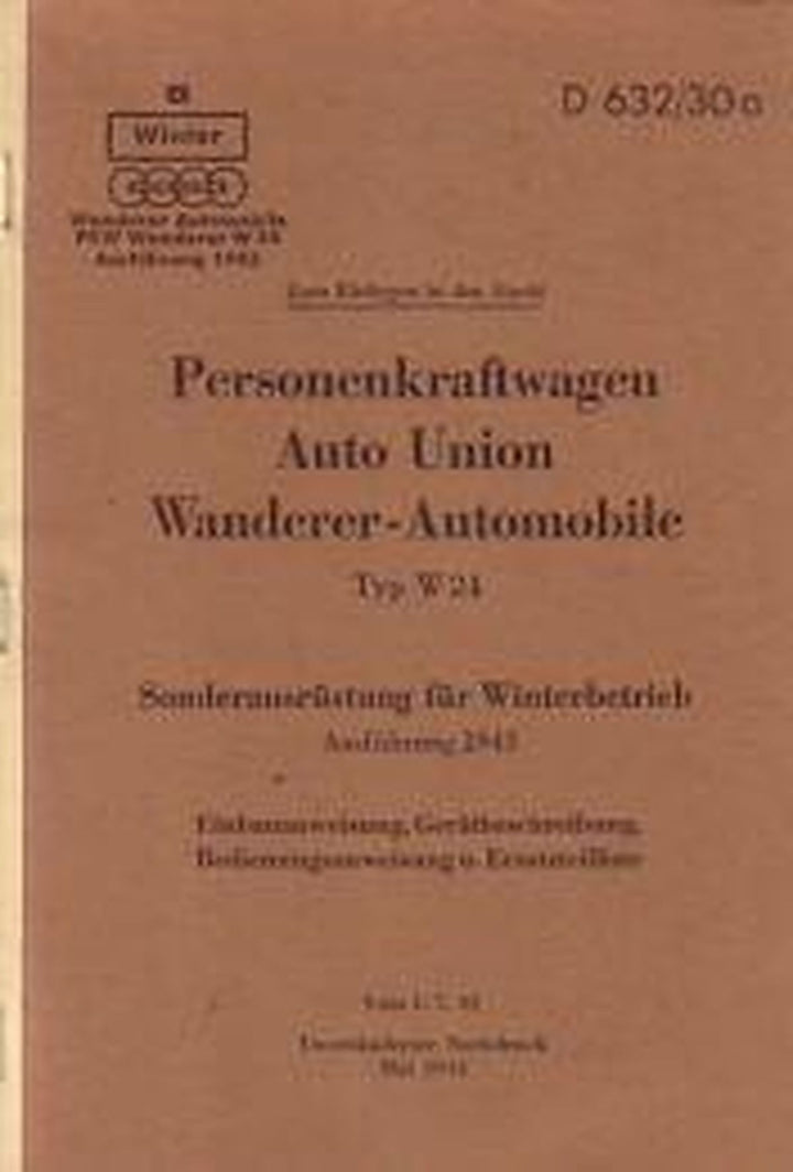 Wanderer W 24 Betriebsanleitung und Ersatzteilkatalog, Buchcover
