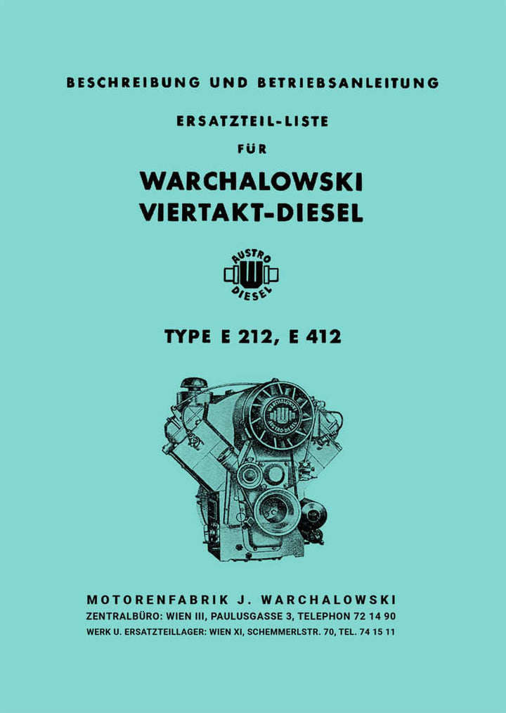 Warchalowski E212, E412 Betriebsanleitung und Ersatzteilkatalog, Buchcover