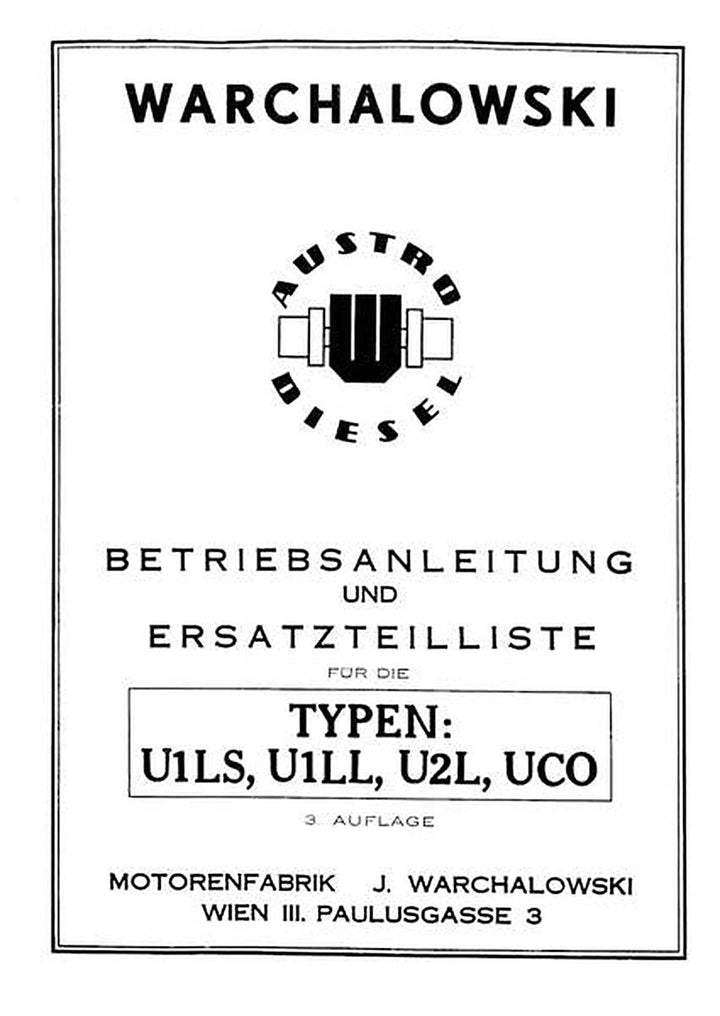 Warchalowski U1LS, U1LL, U2L, UCO Betriebsanleitung und Ersatzteilkatalog, Buchcover