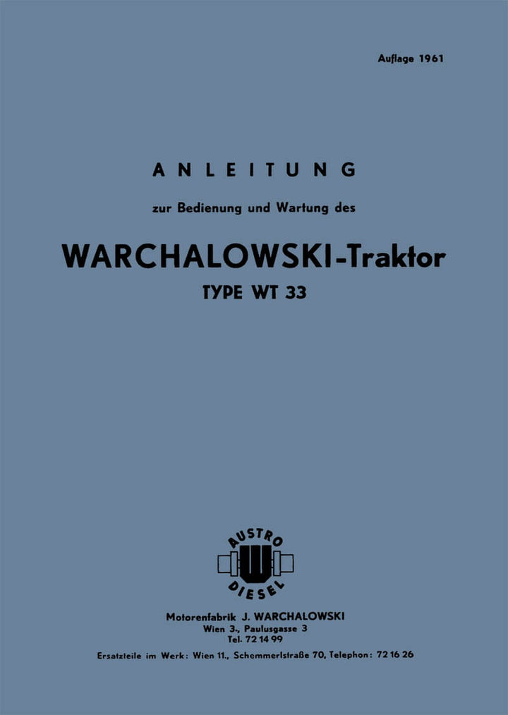 Warchalowski WT33 Bedienung und Erstazteilkatalog, Buchcover