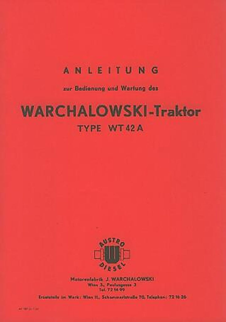 Warchalowski WT42A Betriebsanleitung und Ersatzteilkatalog, Buchcover