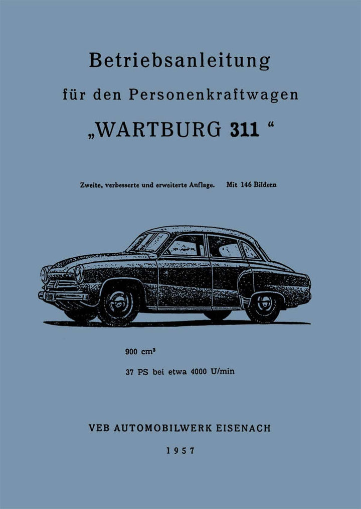 Wartburg Typ 311-0 311-8 311-2 311-9 311-5a Betriebsanleitung, Buchcover